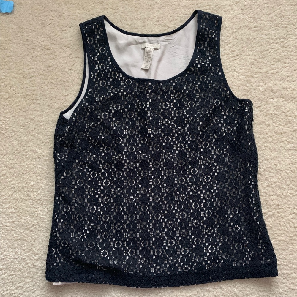 J. Crew black lace lined women’s top size 6
